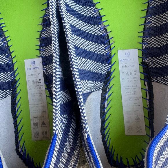 Rothy's The Point Flat Blue White Stripe Riviera Size 6.5‎ - Picture 4 of 8